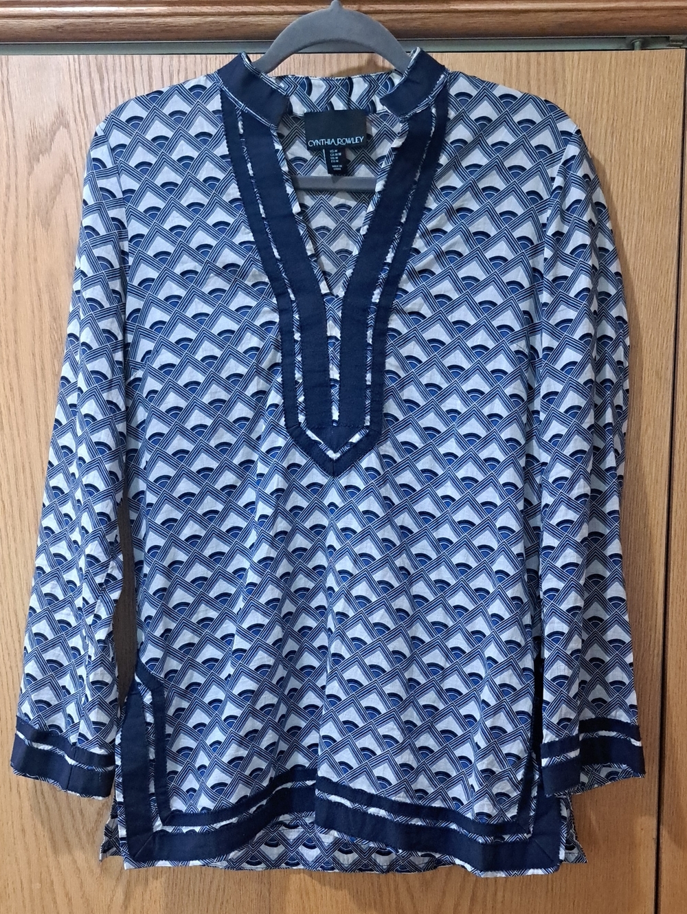 Cynthia Rowley Navy & White Geometric Print Tunic